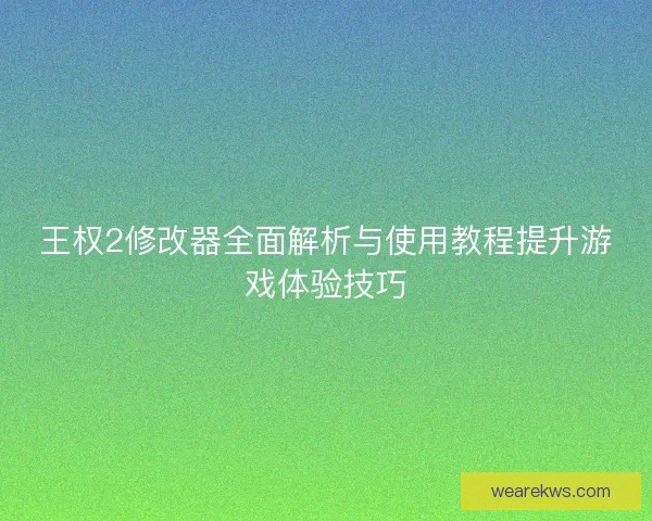 王权2修改器全面解析与使用教程提升游戏体验技巧