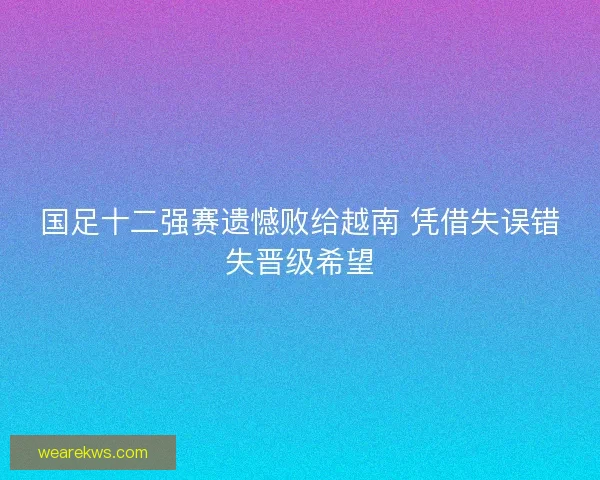 国足十二强赛遗憾败给越南 凭借失误错失晋级希望